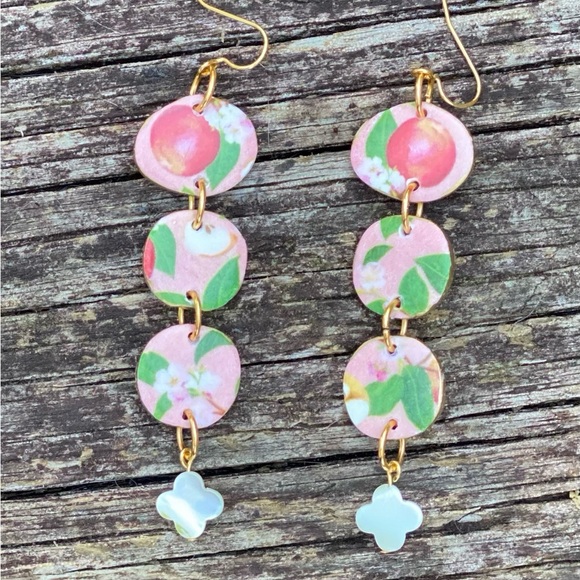 Handcrafted Earrings Floral Pink Tassel Earrings - Picture 2 of 2